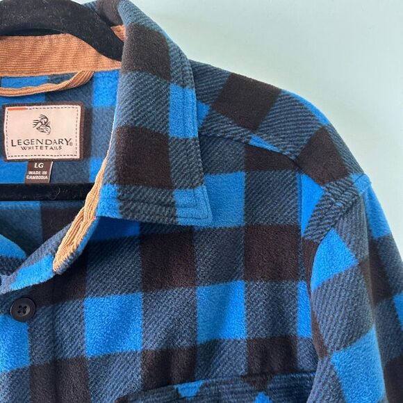 Legendary Whitetails Blue & Black Fleece Flannel Shirt Size Large - Picture 2 of 6